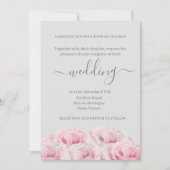 Roos Roze ventilator Licht grijs elastisch huwelij Kaart (Voorkant)