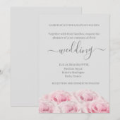 Roos Roze ventilator Licht grijs elastisch huwelij Kaart (Voorkant / Achterkant)