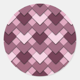 Roos roze vierkant en diamanten harlekijnpatroon ronde sticker