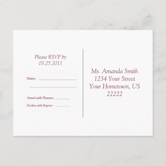 Roos Roze Vierkantjes RSVP-kaart Uitnodiging Briefkaart (Achterkant)