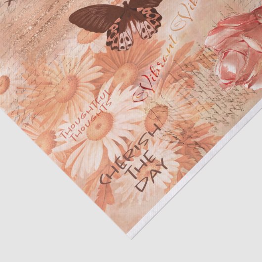   Roos Roze vlinder Ontvlekpagina Tissuepapier (Detail)