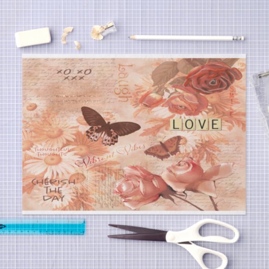   Roos Roze vlinder Ontvlekpagina Tissuepapier (Craft)