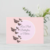 Roos roze vlinders kaart (Staand voorkant)