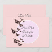 Roos roze vlinders kaart (Voorkant / Achterkant)