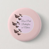 Roos roze vlinders ronde button 5,7 cm (Voorkant)