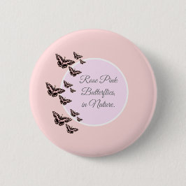 Roos roze vlinders ronde button 5,7 cm