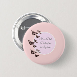 Roos roze vlinders ronde button 5,7 cm