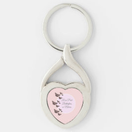 Roos roze vlinders sleutelhanger