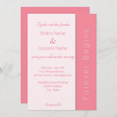 Roos roze voor altijd begint gewoon elegante bruil kaart (Voorkant / Achterkant)