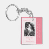 Roos roze voor altijd begint moderne foto bruiloft sleutelhanger (Voorkant Links)