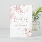 Roos Roze Waterverf Floral Bridal Brunch Kaart (Staand voorkant)