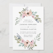 Roos Roze Waterverf Floral Lijst | Weddenschap Kaart (Voorkant)