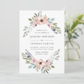 Roos Roze Waterverf Floral Lijst | Weddenschap Kaart (Staand voorkant)