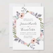 Roos Roze Waterverf Floral Lijst | Weddenschap Kaart (Voorkant)