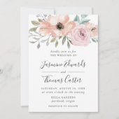 Roos Roze Waterverf Floral | Weddenschap Kaart (Voorkant)