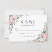 Roos Roze Waterverf Floral | Weddenschap RSVP Kaartje (Voorkant)