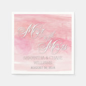 ROOS ROZE WATERVERF MODERNE BRUILOFT SERVETTEN (Voorkant)