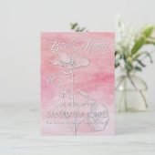 ROOS ROZE WATERVERF POPPIES VRIJGEZELLENFEEST UITN KAART (Staand voorkant)