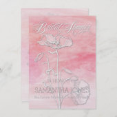 ROOS ROZE WATERVERF POPPIES VRIJGEZELLENFEEST UITN KAART (Voorkant / Achterkant)