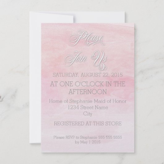 ROOS ROZE WATERVERF POPPIES VRIJGEZELLENFEEST UITN KAART (Achterkant)