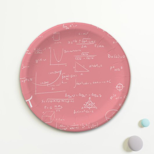 Roos Roze Wiskunde vergelijkingen en formules Papieren Bordje