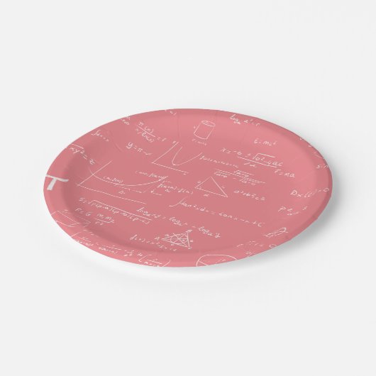 Roos Roze Wiskunde vergelijkingen en formules Papieren Bordje (Gekanteld)