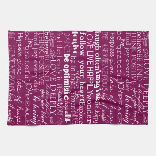 Roos Roze Wit Inspirerend Woorden Kerst Theedoek (Horizontaal)