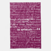 Roos Roze Wit Inspirerend Woorden Kerst Theedoek (Verticaal)