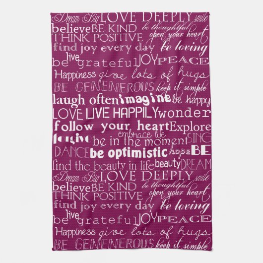 Roos Roze Wit Inspirerend Woorden Kerst Theedoek (Verticaal)