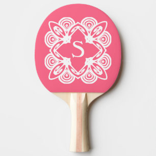 Roos Roze Wit Monogram Vlinder 4Sara Tafeltennisbatje