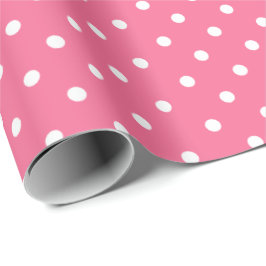 Roos Roze | Wit Polka Dot inpakpapier