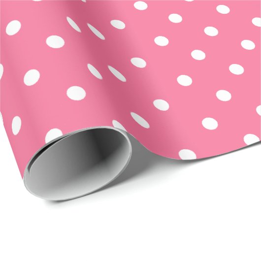Roos Roze | Wit Polka Dot inpakpapier (Rol Hoek)