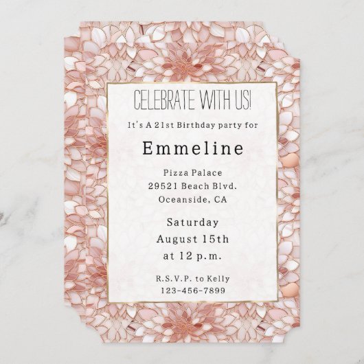 Roos roze witte bloemblaadjes bloemig kaart (Voorkant / Achterkant)