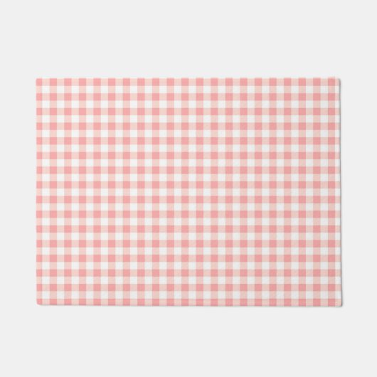 Roos roze witte gingham checkbord deurmat (Voorkant)