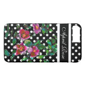  roos roze witte polka-stippen monogramed Case-Mate iPhone case (Achterkant (Horizontaal))