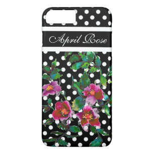  roos roze/witte polka-stippen monogrammen Case-Mate iPhone case