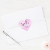 Roos roze zoet 16e bruids hart naam datum sticker (Envelop)