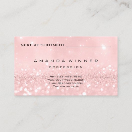 Roos roze zwarte streepjes extra aantrekkingskrach afsprakenkaartje (Achterkant)