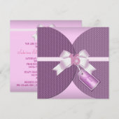 Roos roze zweet zestien nodigt uit met Diamond Bow Kaart (Voorkant / Achterkant)