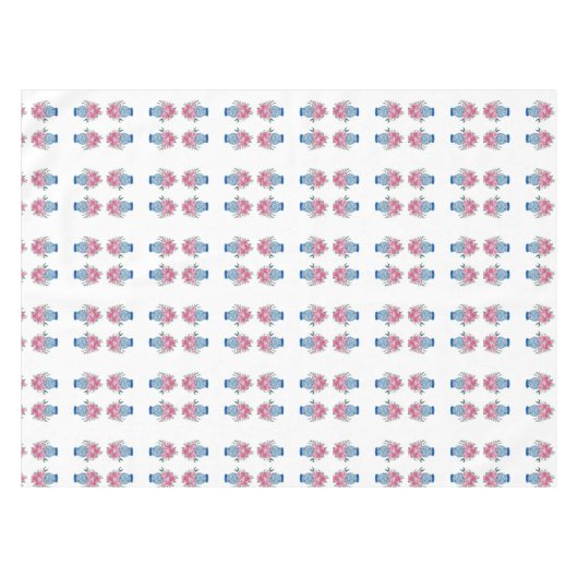 Roos Rozen Blue Ginger Jars Tablecloth Tafelkleed (Voorkant (Horizontaal))