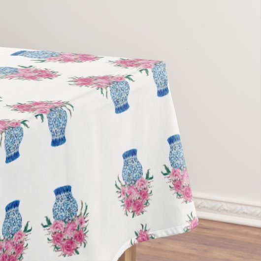 Roos Rozen Blue Ginger Jars Tablecloth Tafelkleed (Voorbeeld)