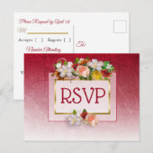 Roos RSVP-Briefkaarten van rode en Bourgogne Uitnodiging Briefkaart (Voorkant / Achterkant)