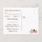 Roos RSVP-Briefkaarten van rode en Bourgogne Uitnodiging Briefkaart (Achterkant)