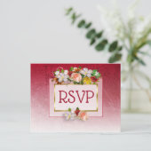 Roos RSVP-Briefkaarten van rode en Bourgogne Uitnodiging Briefkaart (Staand voorkant)