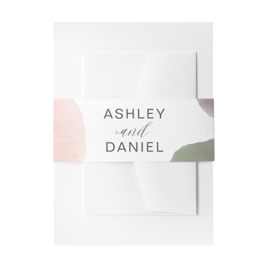 Roos Sage & Druif Waterverf Circle Modern Bruiloft Uitnodigingen Wikkel (Voorkant Voorbeeld)