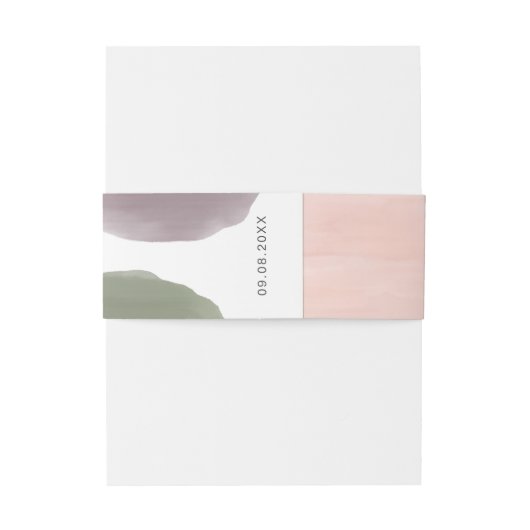 Roos Sage & Druif Waterverf Circle Modern Bruiloft Uitnodigingen Wikkel (Achterkant Voorbeeld)