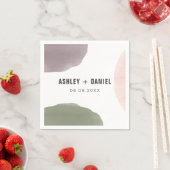 Roos, Sage en Grafieke Moderne Circles Wedding Servet (Insitu)