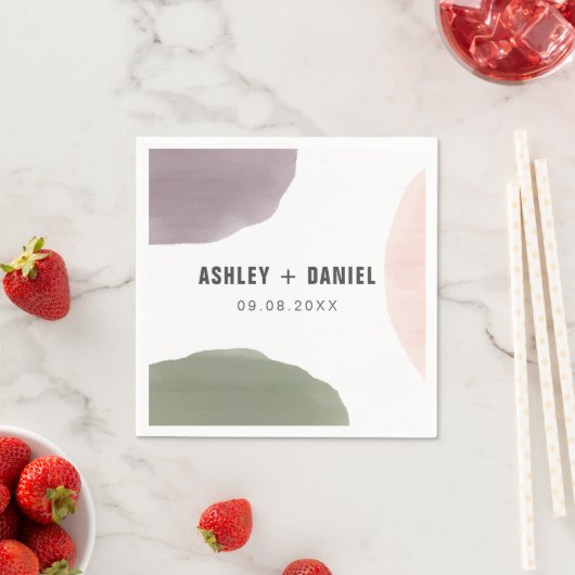 Roos, Sage en Grafieke Moderne Circles Wedding Servet (Insitu)