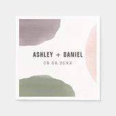 Roos, Sage en Grafieke Moderne Circles Wedding Servet (Voorkant)