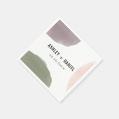 Roos, Sage en Grafieke Moderne Circles Wedding Servet (Hoek)